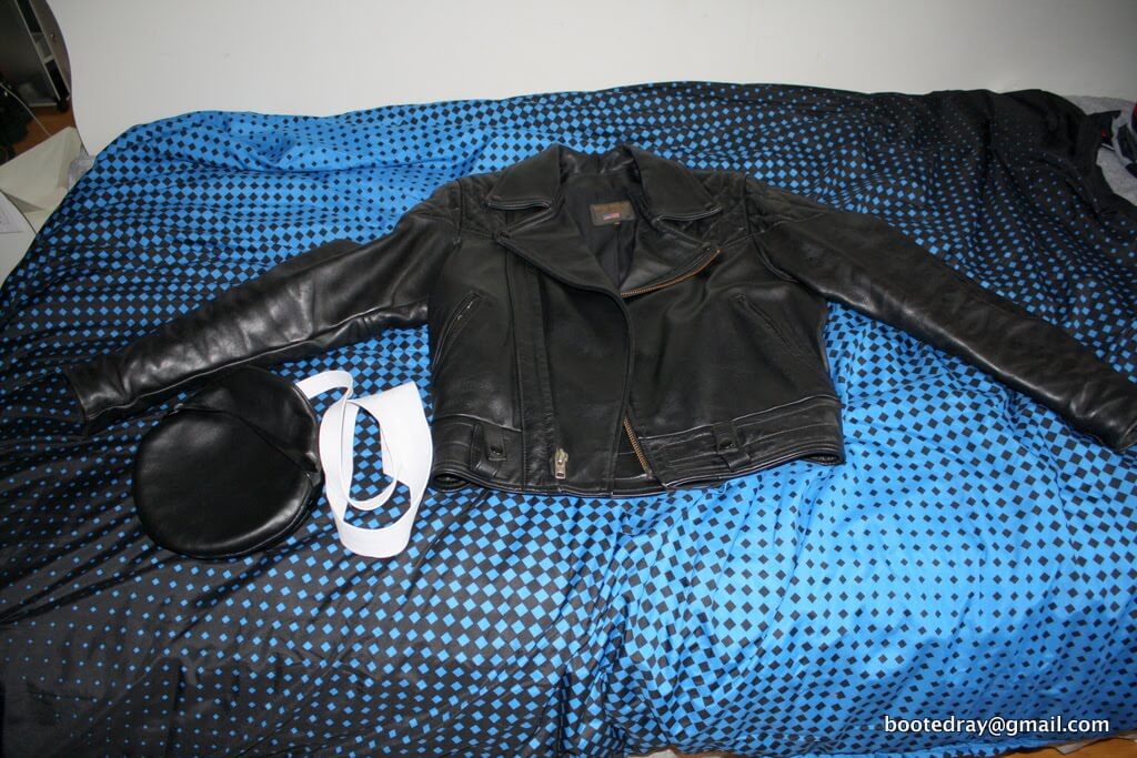 vanson leather jacket with hat and tie