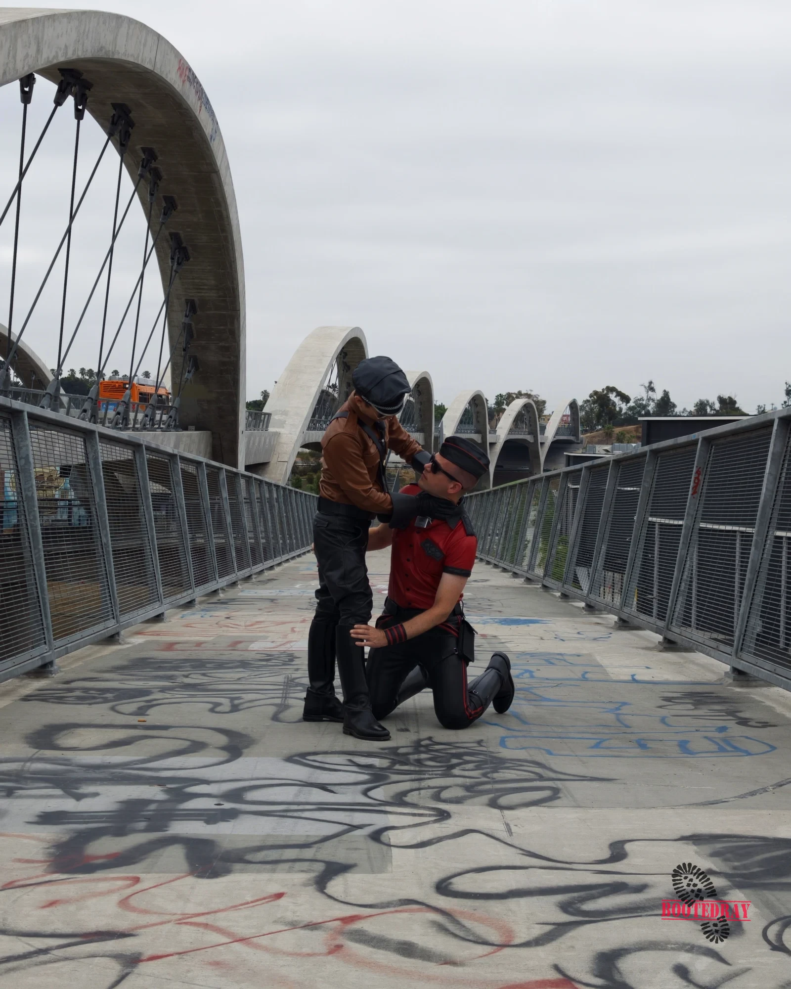 Six Street Bridge Leather Walk with My slave — scene 10