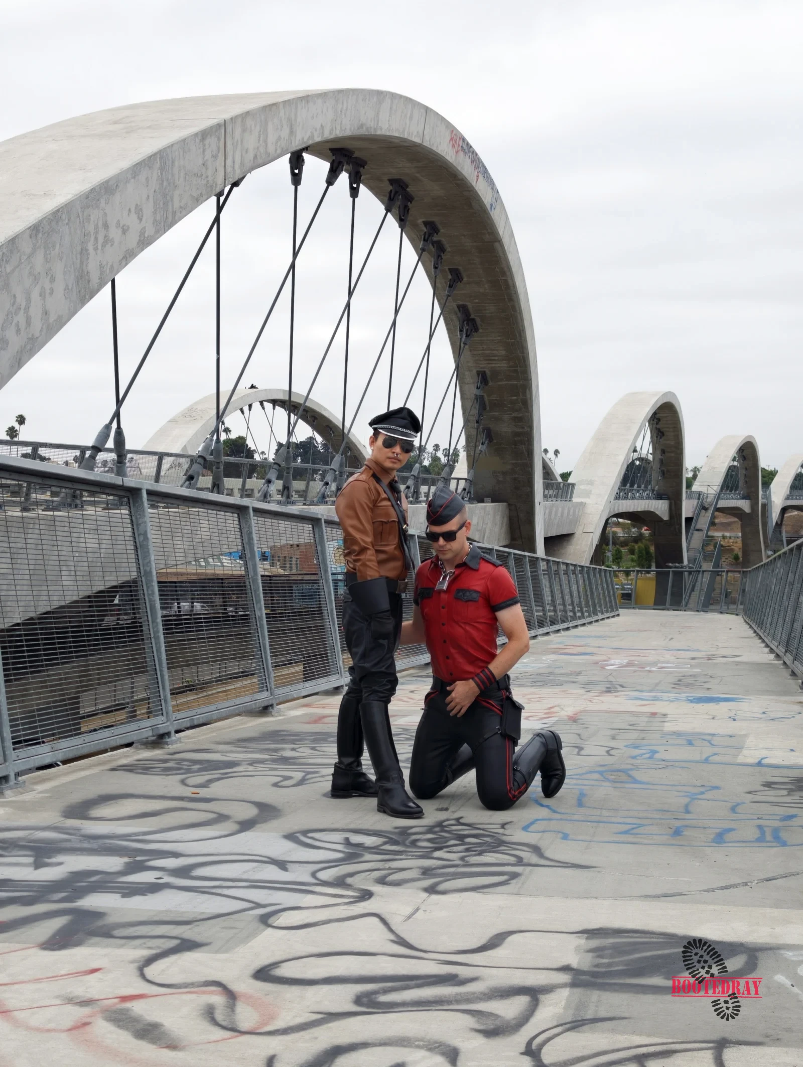 Six Street Bridge Leather Walk with My slave — scene 21