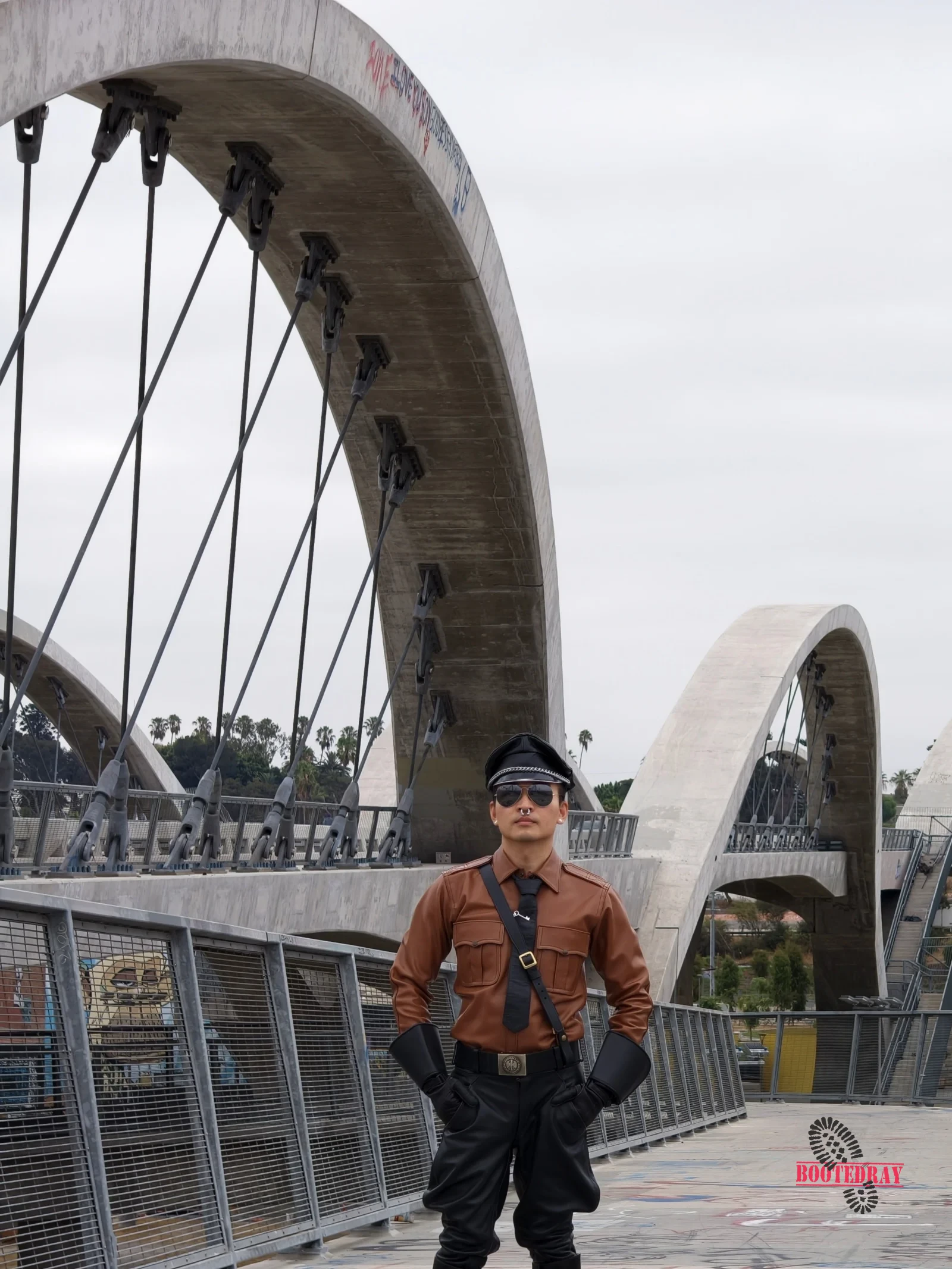 Six Street Bridge Leather Walk with My slave — scene 22