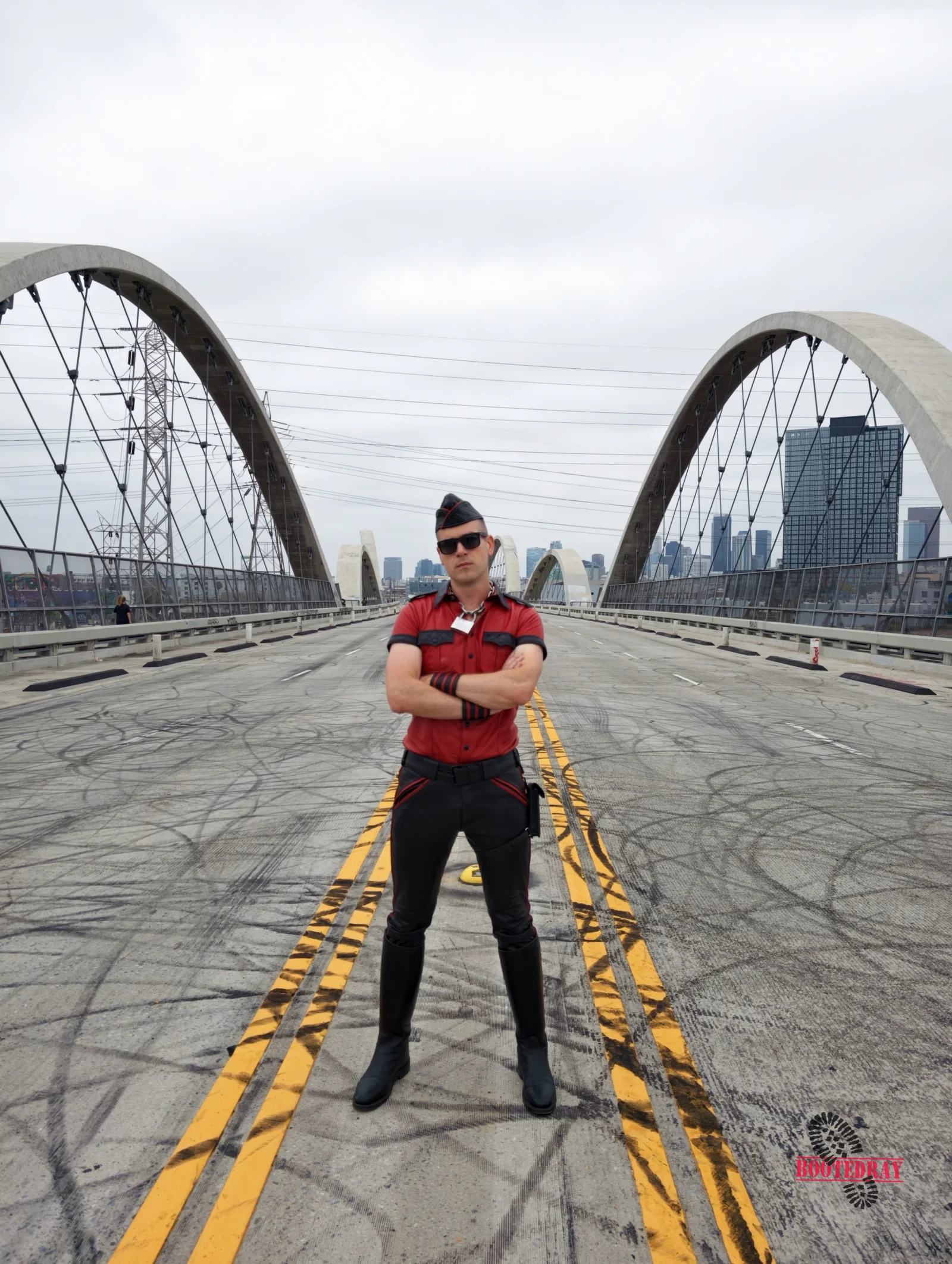 Six Street Bridge Leather Walk with My slave — scene 23