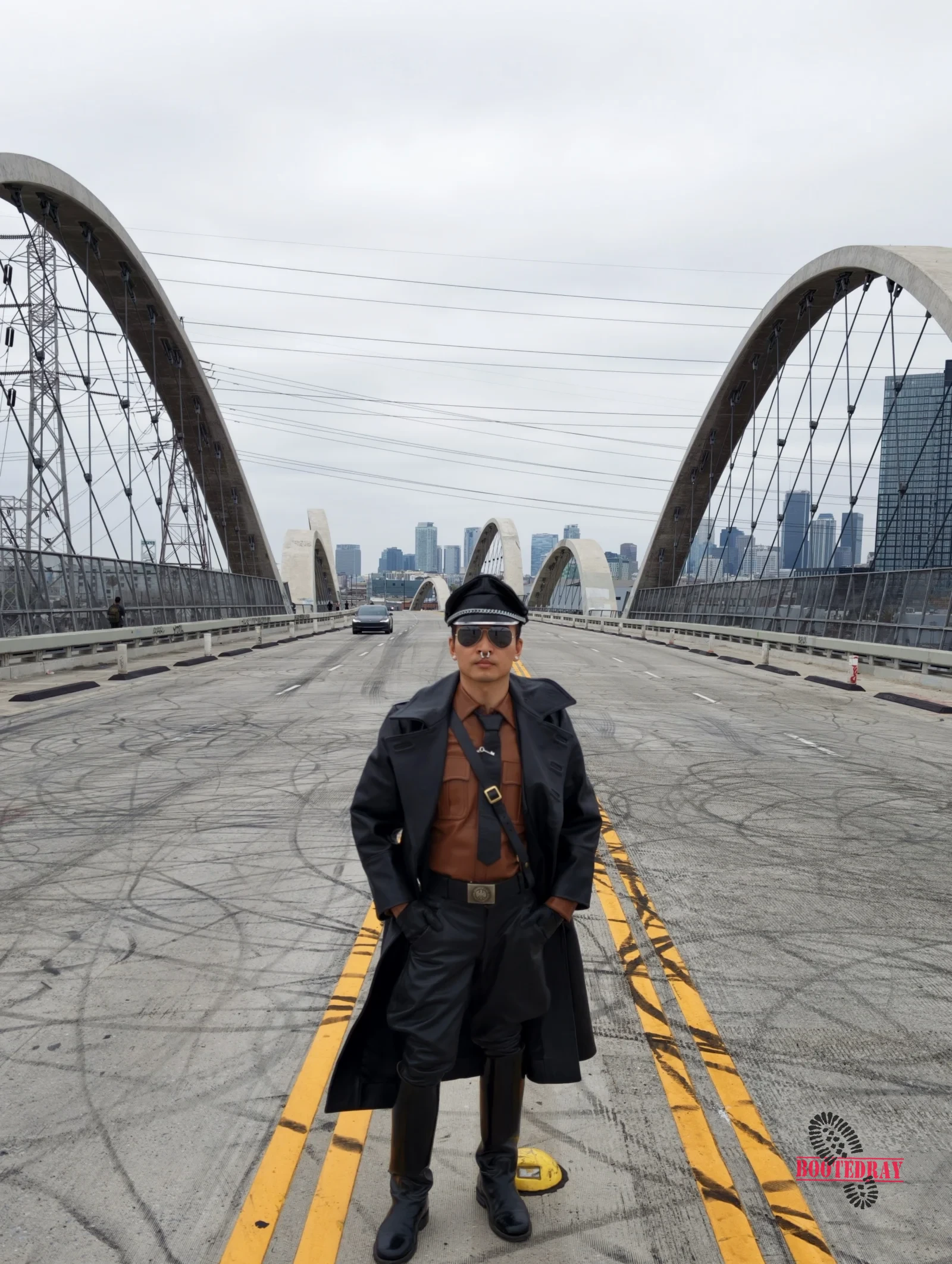 Six Street Bridge Leather Walk with My slave — scene 24