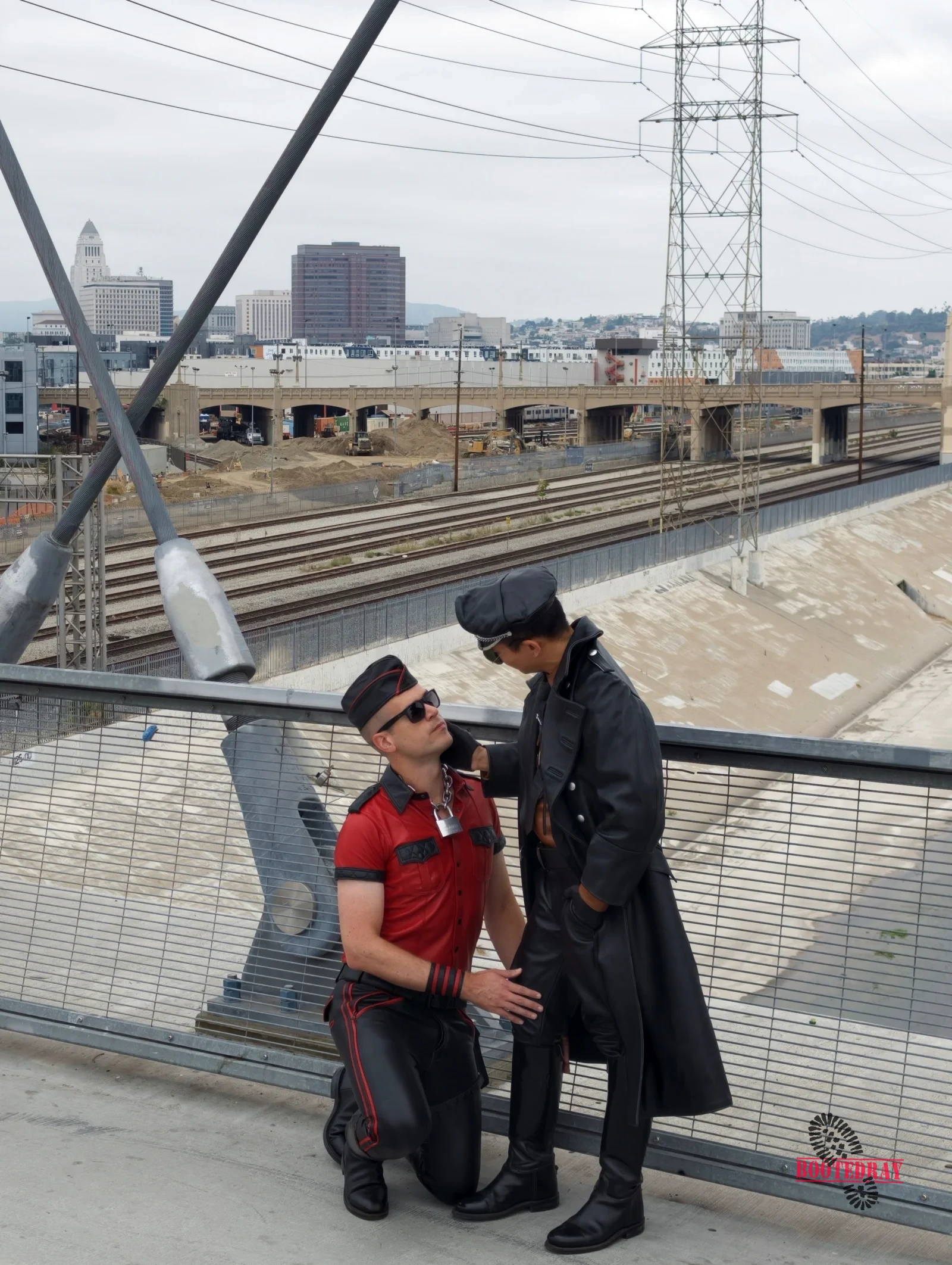 Six Street Bridge Leather Walk with My slave — scene 25