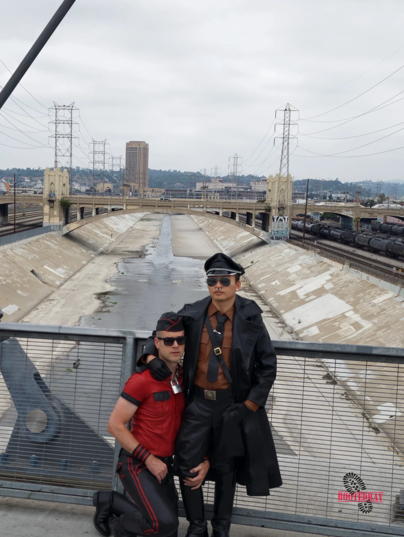 Six Street Bridge Leather Walk with My slave — scene 26