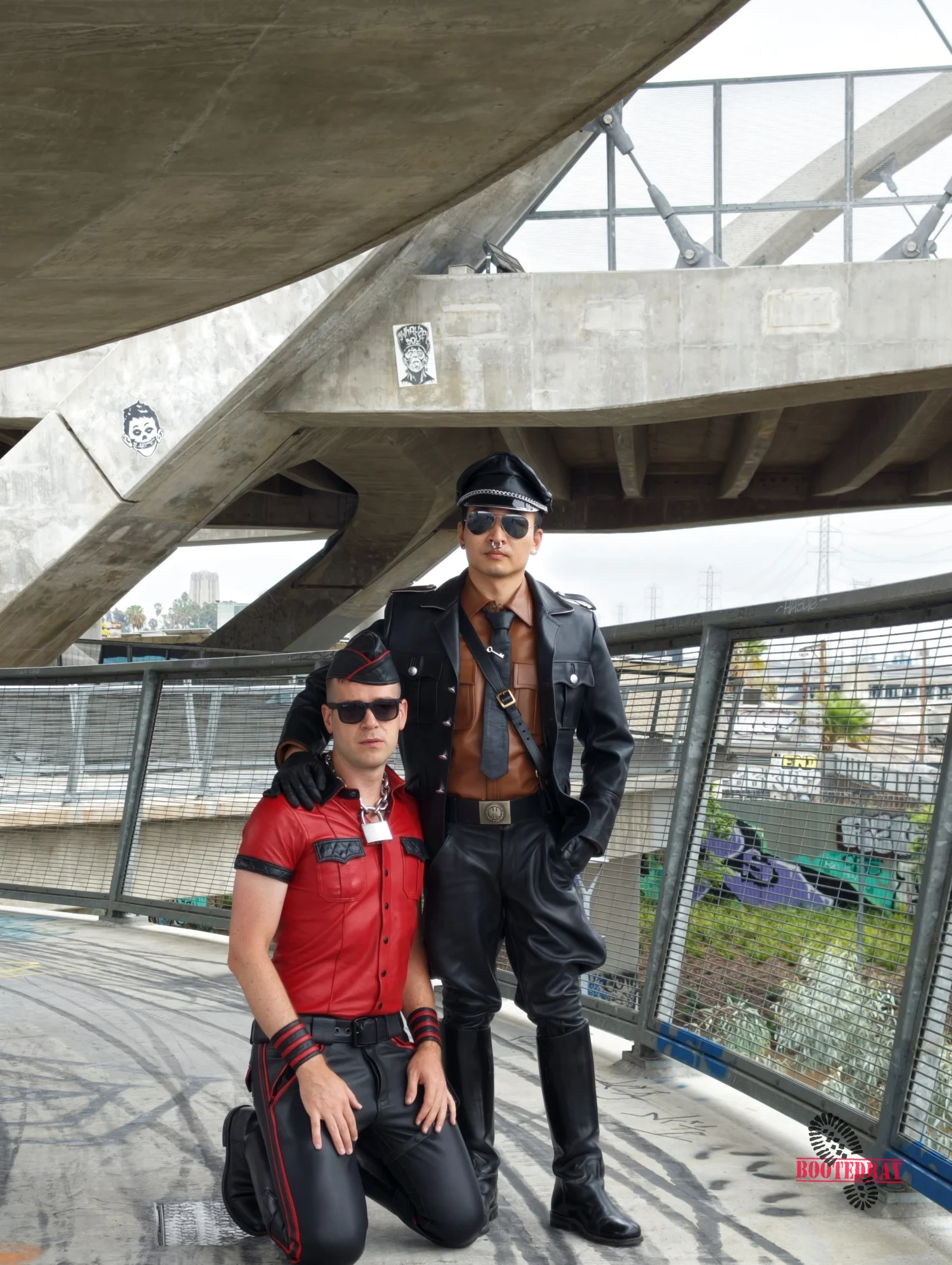 Six Street Bridge Leather Walk with My slave — scene 41