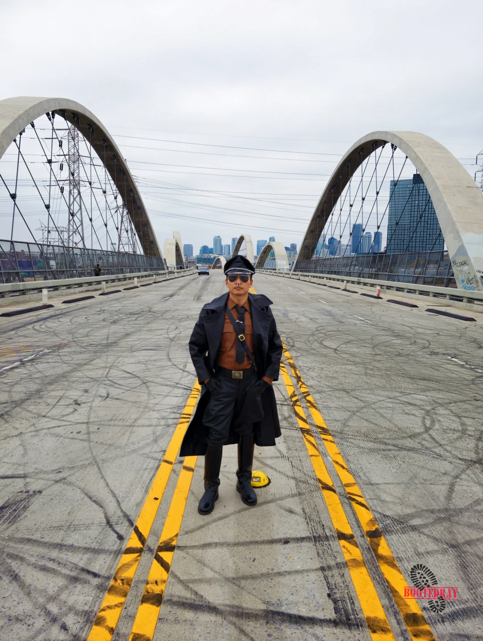 Six Street Bridge Leather Walk with My slave — scene 44