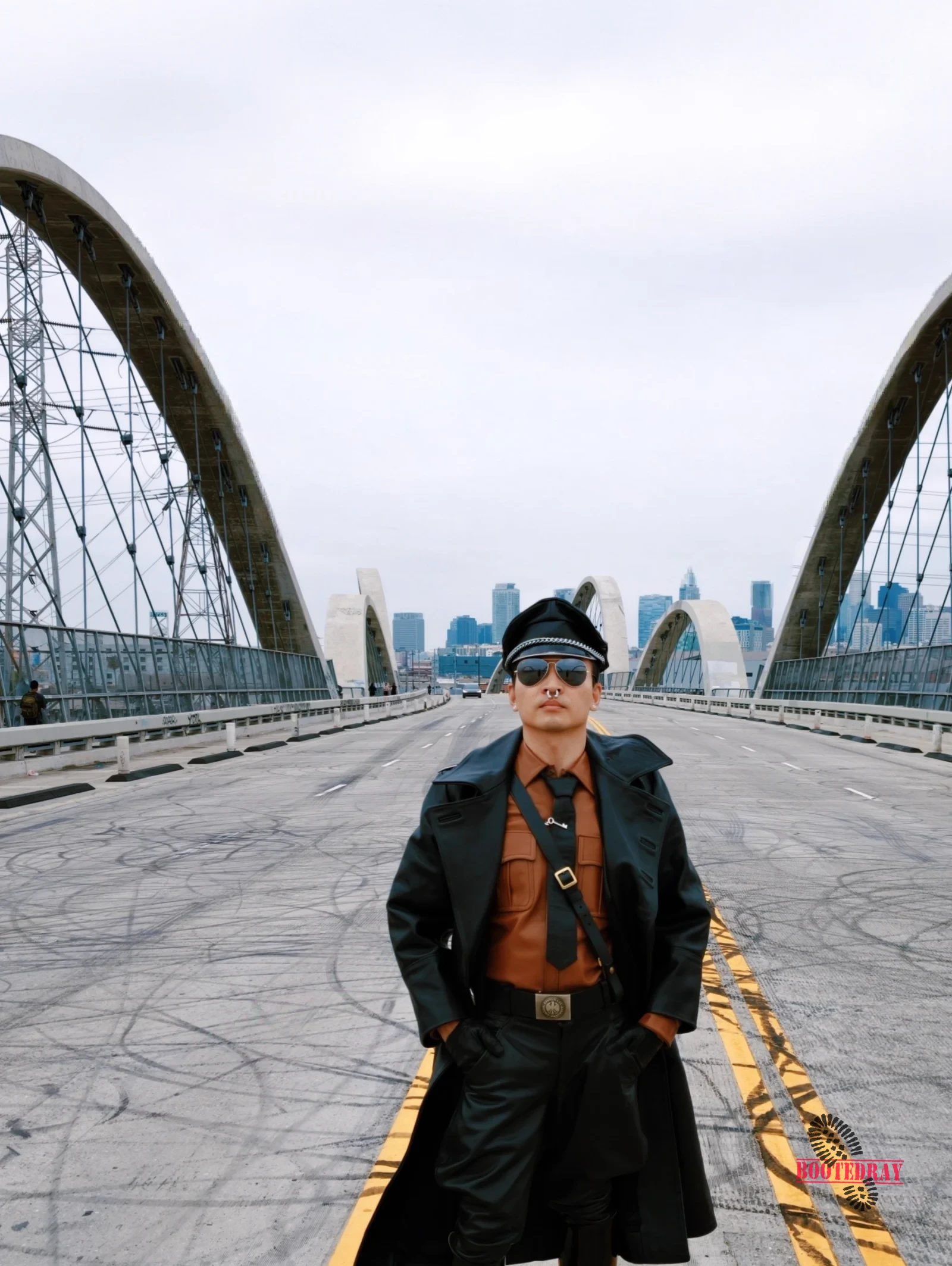 Six Street Bridge Leather Walk with My slave — scene 45